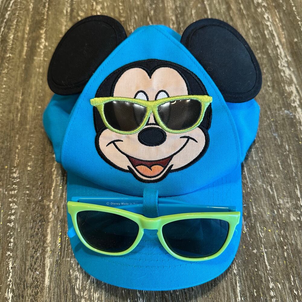 Walt Disney World Park Exclusive Mickey Mouse Ears Hat Cap w/ Sunglasses Blue
